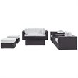 Modway Convene 8-Piece Aluminum and Rattan Patio Sectional Set - Espresso/White