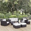 Modway Convene 8-Piece Aluminum and Rattan Patio Sectional Set - Espresso/White