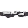Modway Convene 8-Piece Aluminum and Rattan Patio Sectional Set - Espresso/White