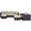 Modway Convene 6-Piece Aluminum and Rattan Patio Sectional Set in Espresso/Beige