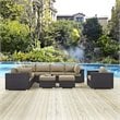 Modway Convene 9-Piece Aluminum and Rattan Patio Sectional Set in Espresso/Mocha