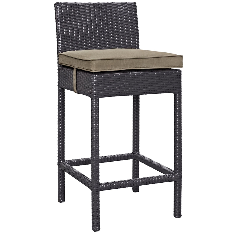 Modway Convene 4-Piece Aluminum and Rattan Patio Bar Stool Set in Espresso/Beige