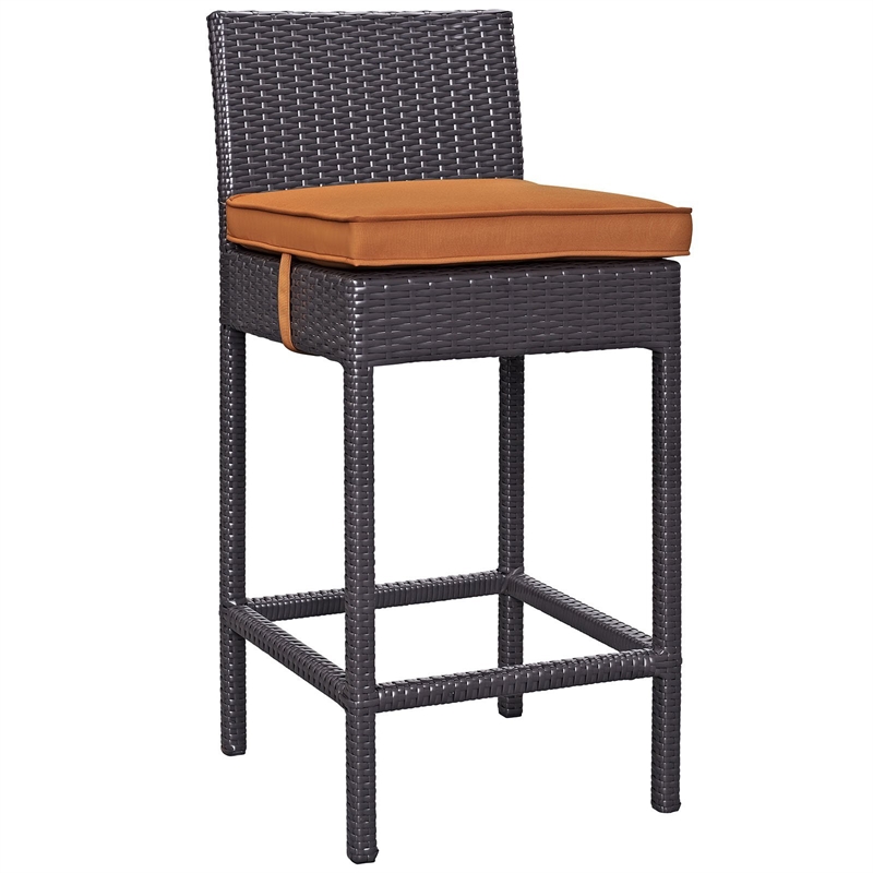 Modway Convene 4-Piece Aluminum and Rattan Patio Bar Stool Set in Espresso/red