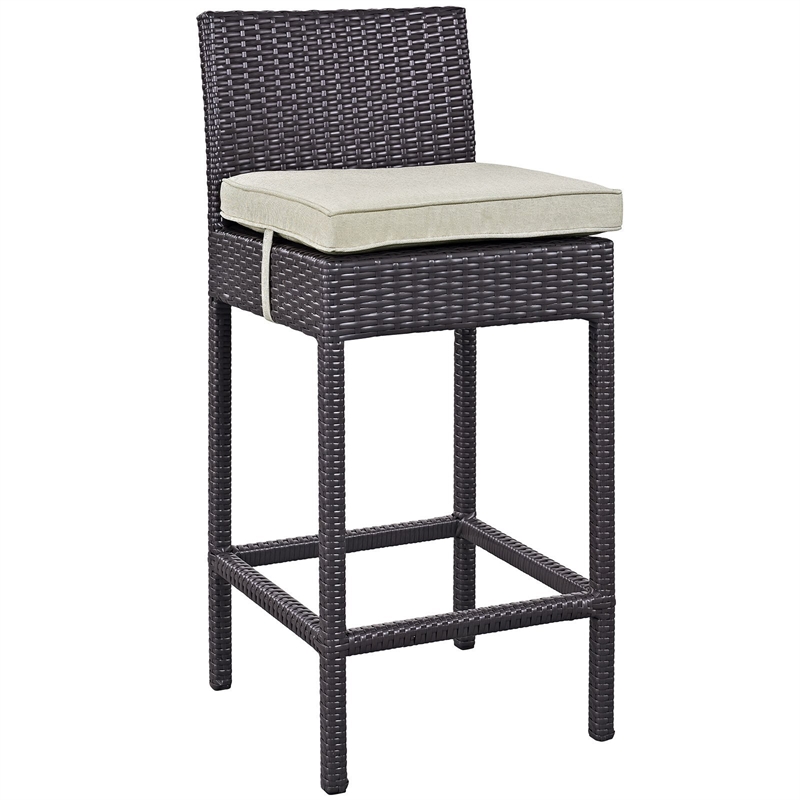 Modway Convene 4-Piece Aluminum and Rattan Patio Bar Stool Set in Espresso/red