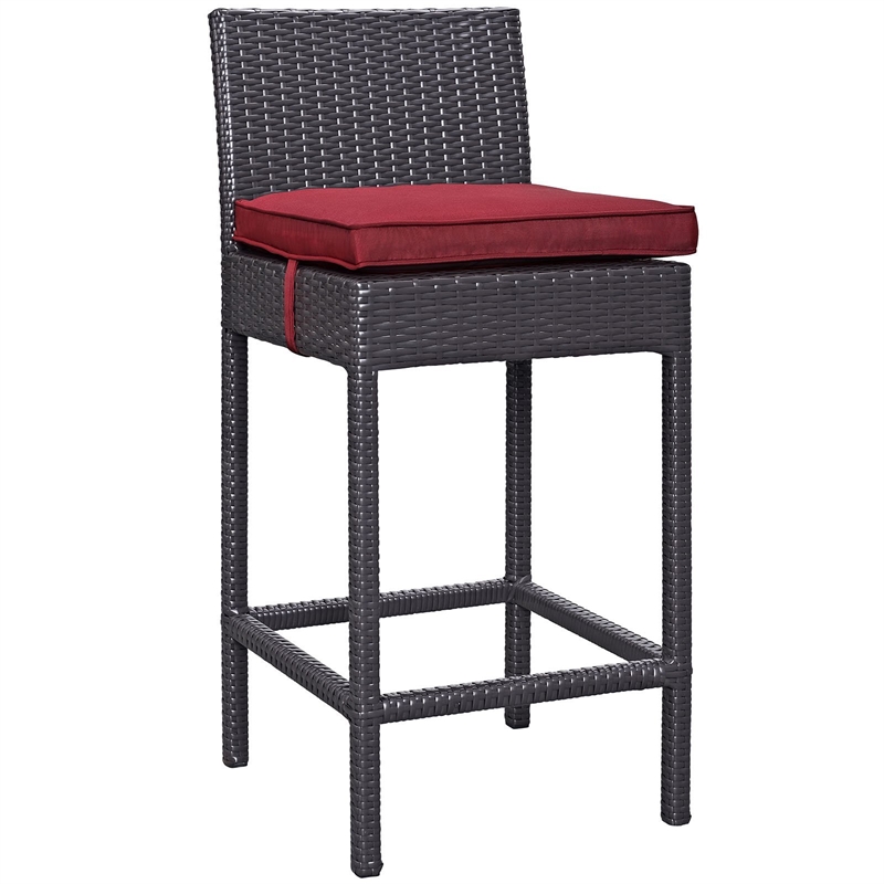 Modway Convene 4-Piece Aluminum and Rattan Patio Bar Stool Set in Espresso/White