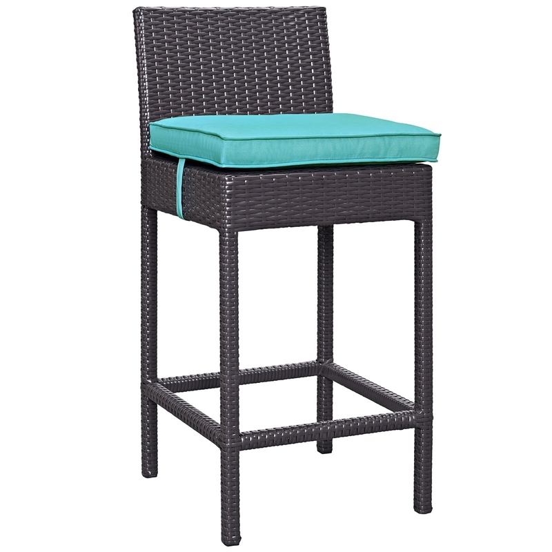 Modway Convene 4-Piece Aluminum and Rattan Patio Bar Stool Set in Espresso/White