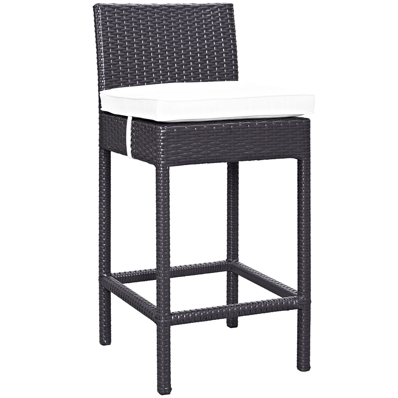 Modway Convene 4-Piece Aluminum and Rattan Patio Bar Stool Set in Espresso/White