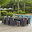 Modway Convene 11-Piece Rattan Aluminum Patio Dining Set in Espresso/Beige