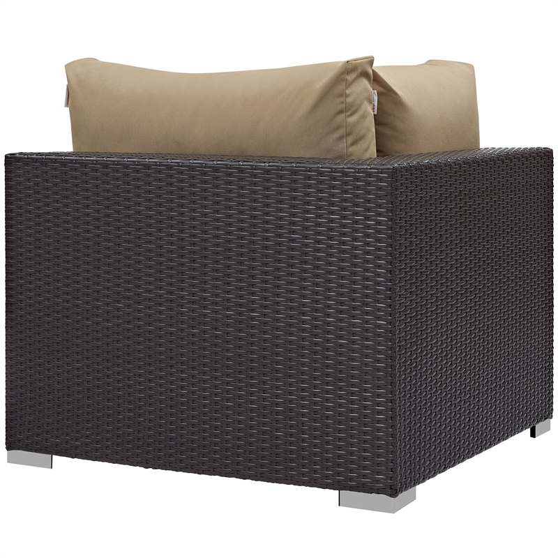 Modway Convene Aluminum and Rattan Outdoor Patio Corner in Espresso/Mocha
