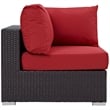 Modway Convene Aluminum and Rattan Outdoor Patio Corner in Espresso/Red
