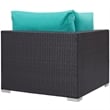 Modway Convene Aluminum and Rattan Outdoor Patio Corner in Espresso/Turquoise