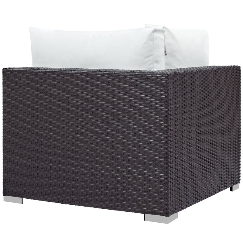 Modway Convene Aluminum and Rattan Outdoor Patio Corner in Espresso/White