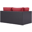 Modway Convene Patio Left Arm Loveseat in Espresso and Red