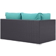 Modway Convene Patio Left Arm Loveseat in Espresso and Turquoise