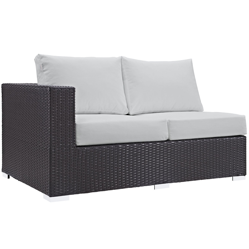 Modway Convene Patio Left Arm Loveseat in Espresso and White