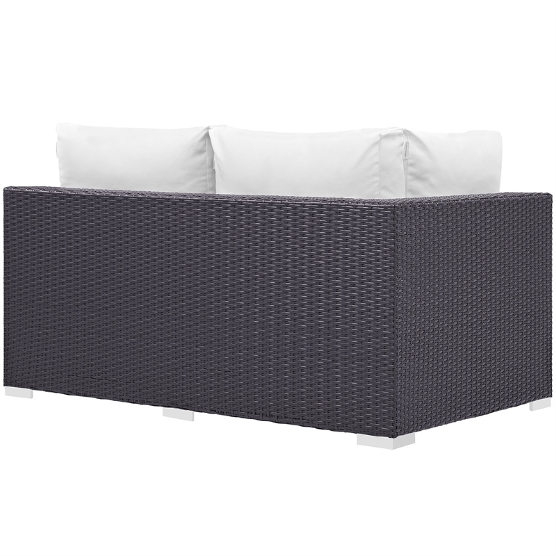 Modway Convene Patio Left Arm Loveseat in Espresso and White