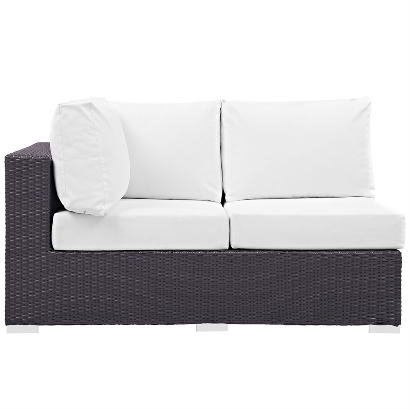 Modway Convene Patio Left Arm Loveseat in Espresso and White