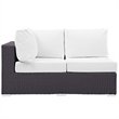Modway Convene Patio Left Arm Loveseat in Espresso and White