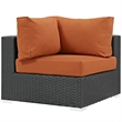 Modway Sojourn Aluminum Fabric Rattan Patio Corner Sofa Chair in Canvas/Tuscan