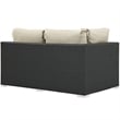 Modway Sojourn Aluminum and Rattan Patio Left Arm Loveseat in Canvas/Beige