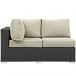 Modway Sojourn Aluminum and Rattan Patio Left Arm Loveseat in Canvas/Beige