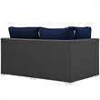 Modway Sojourn Aluminum and Rattan Patio Left Arm Loveseat in Canvas/Navy