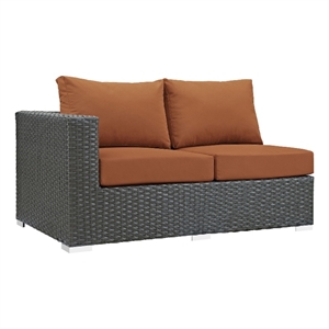 modway sojourn aluminum and rattan patio left arm loveseat in canvas/tuscan