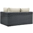 Modway Summon Patio Right Arm Loveseat in Canvas Antique Beige