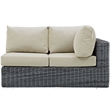 Modway Summon Patio Right Arm Loveseat in Canvas Antique Beige