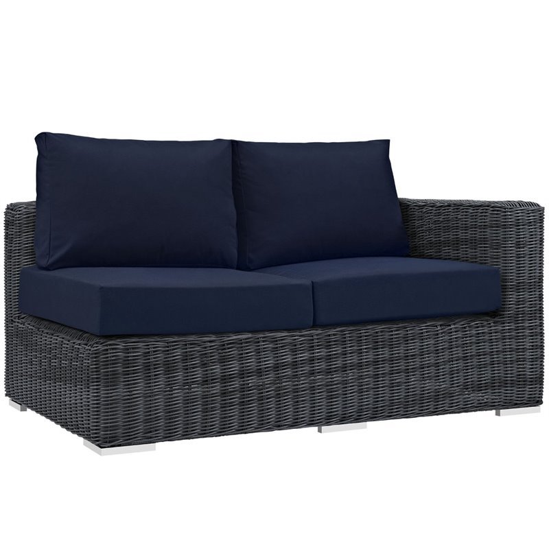 Modway Summon Patio Right Arm Loveseat in Canvas Navy