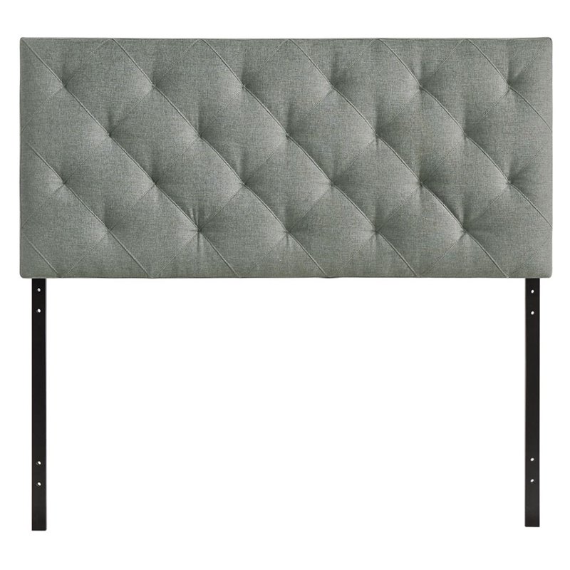 Modway Theodore Queen Modern Upholstered Linen Fabric Headboard in Gray