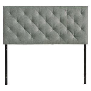 Modway Theodore Queen Modern Upholstered Linen Fabric Headboard in Gray
