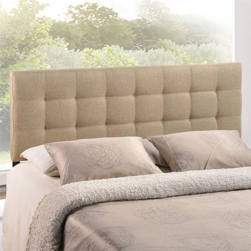 Modway Lily Queen Upholstered Polyester Fabric Headboard in Beige