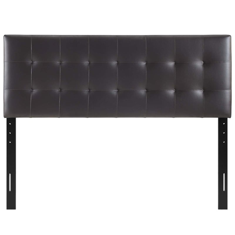 Modway Lily Queen Upholstered Faux Leather and Wood Headboard in Brown