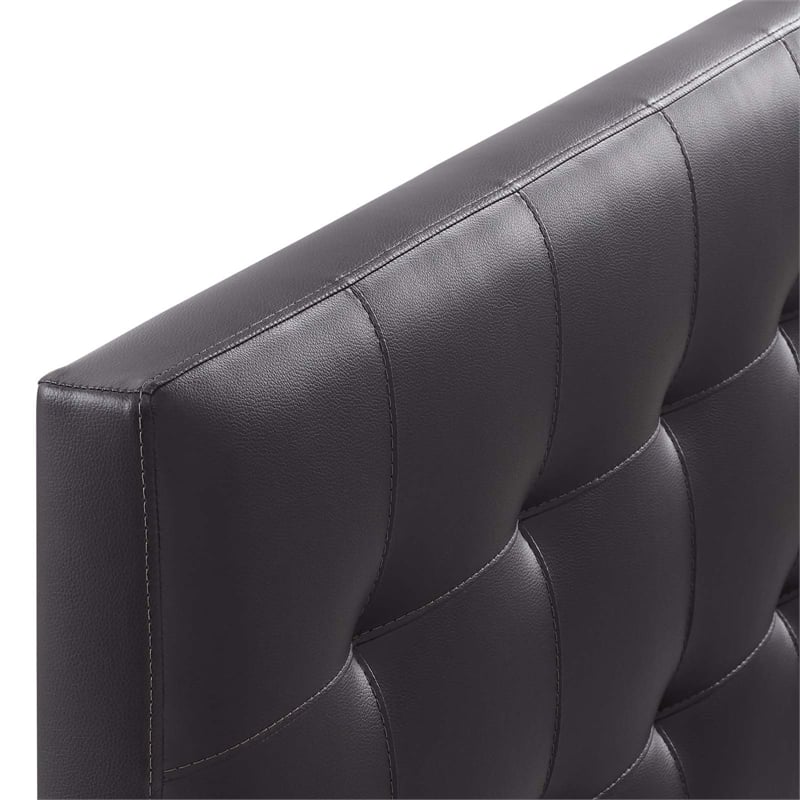 Modway Lily Queen Upholstered Faux Leather and Wood Headboard in Brown