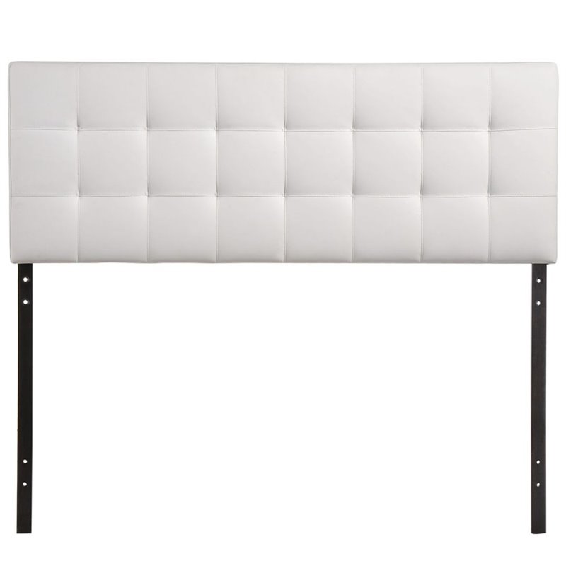 modway lily queen upholstered faux leather and wood headboard in white