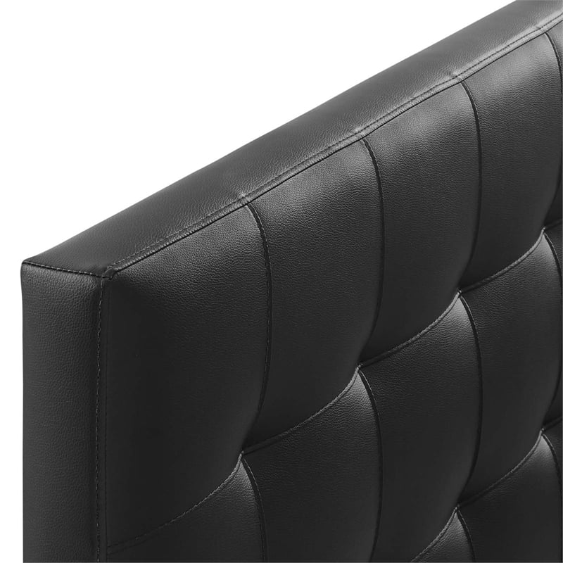 Modway Lily Full Upholstered Faux Leather and Wood Headboard in Black