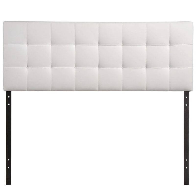 Modway Lily Full Upholstered Faux Leather and Wood Headboard in White