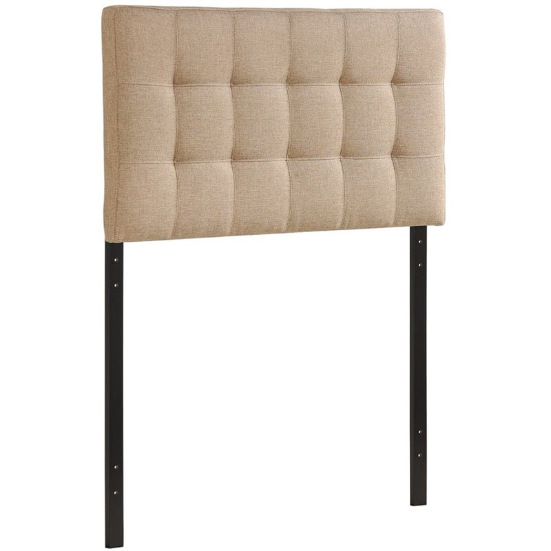 Modway Lily Twin Upholstered Polyester Fabric Headboard in Beige