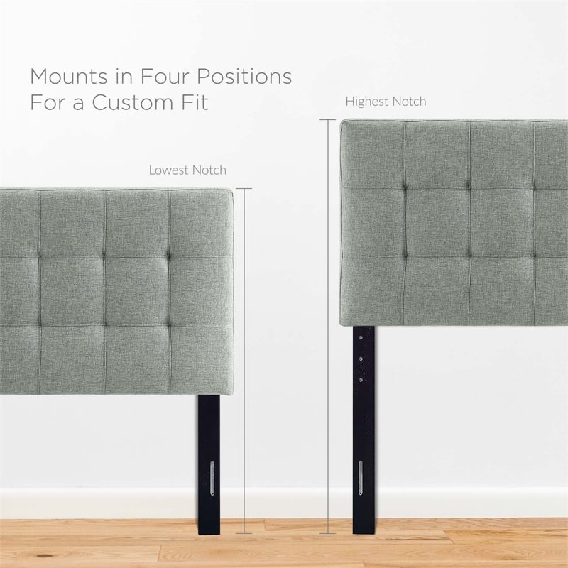 Modway Lily Twin Upholstered Polyester Fabric Headboard in Gray