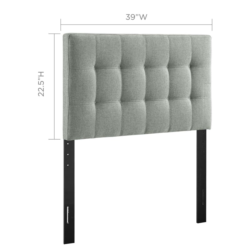 Modway Lily Twin Upholstered Polyester Fabric Headboard in Gray