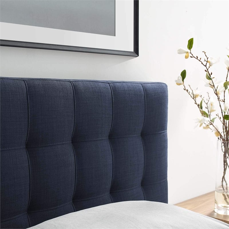 Modway Lily Twin Upholstered Polyester Fabric Headboard in Navy