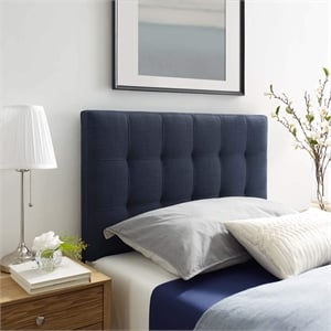 Modway Lily Twin Upholstered Polyester Fabric Headboard in Navy