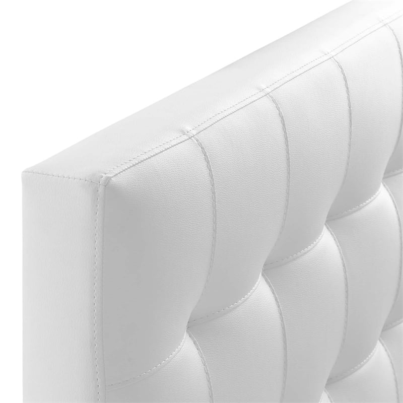 Modway Lily Twin Upholstered Faux Leather and Wood Headboard in White