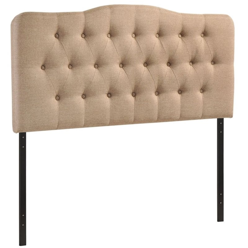 Modway Annabel Queen Upholstered Polyester Fabric Headboard in Beige