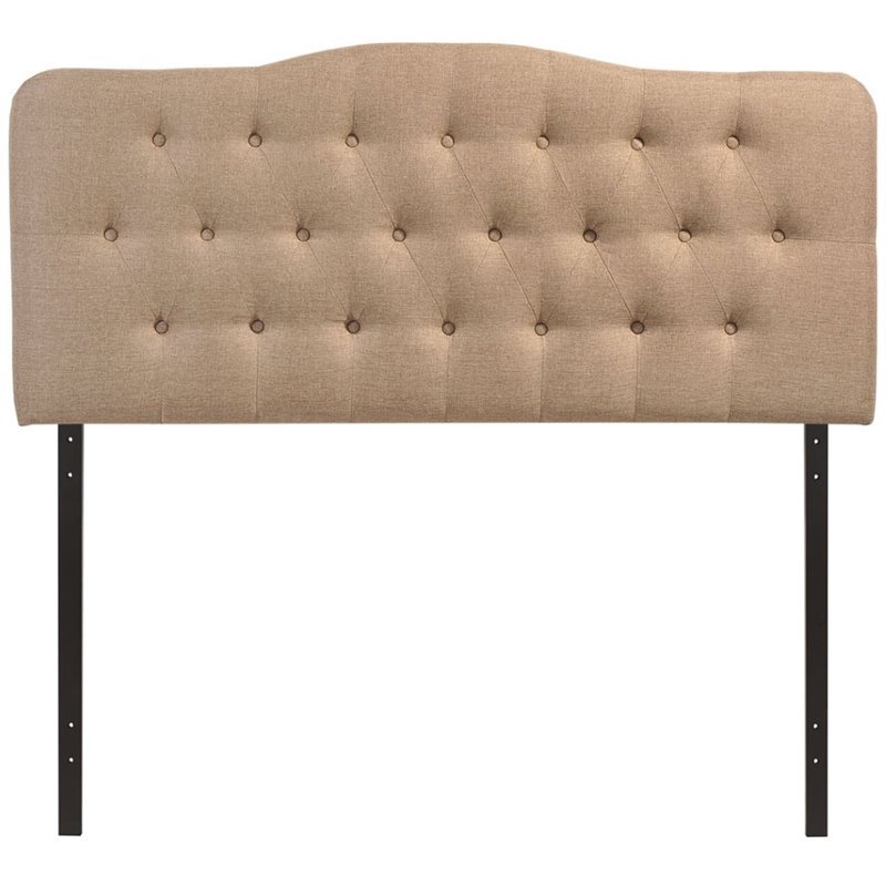 Modway Annabel Queen Upholstered Polyester Fabric Headboard in Beige