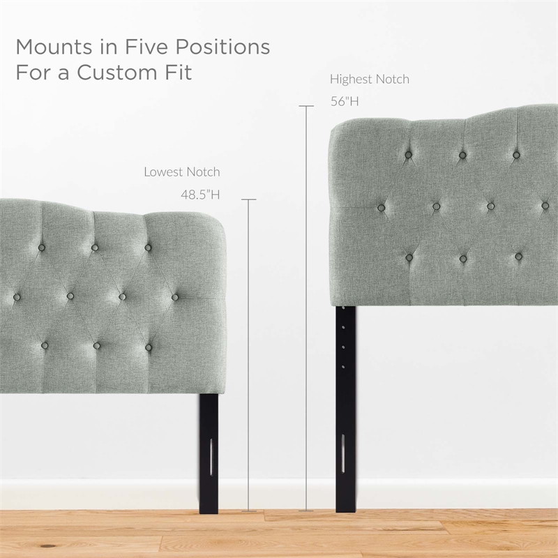 Modway Annabel Queen Upholstered Polyester Fabric Headboard in Gray