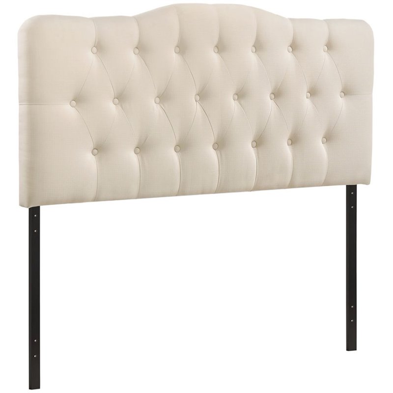 Modway Annabel Queen Upholstered Polyester Fabric Headboard in Ivory