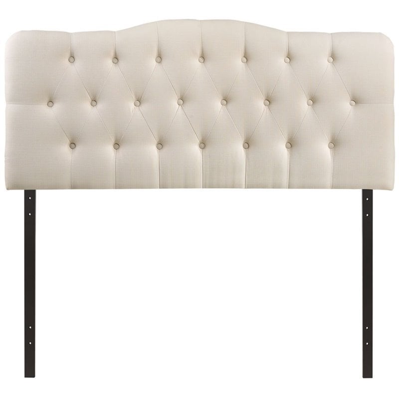 Modway Annabel Queen Upholstered Polyester Fabric Headboard in Ivory