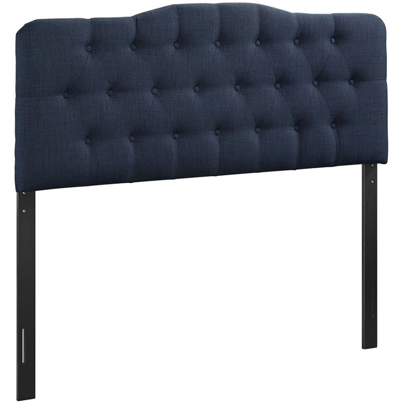 Modway Annabel Queen Upholstered Polyester Fabric Headboard in Navy